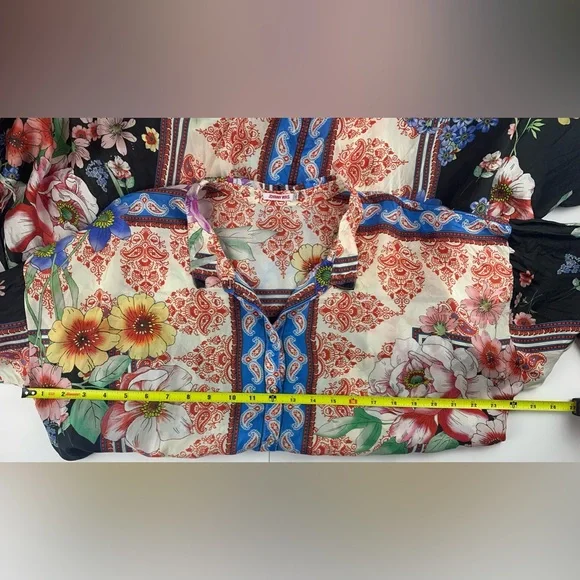 Johnny Was Black and Blue Asymmetrical Tie Front Sundress - Picture 14 of 16